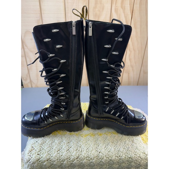 Dr. Martens 1B60 LTT Max Black Leather Knee High Platform Boots Metal Toe USL 8 - Picture 8 of 16